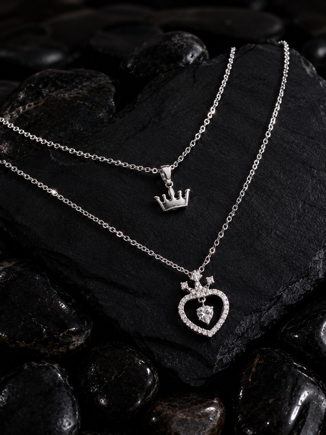 Empress Layered Crown & Heart Necklace