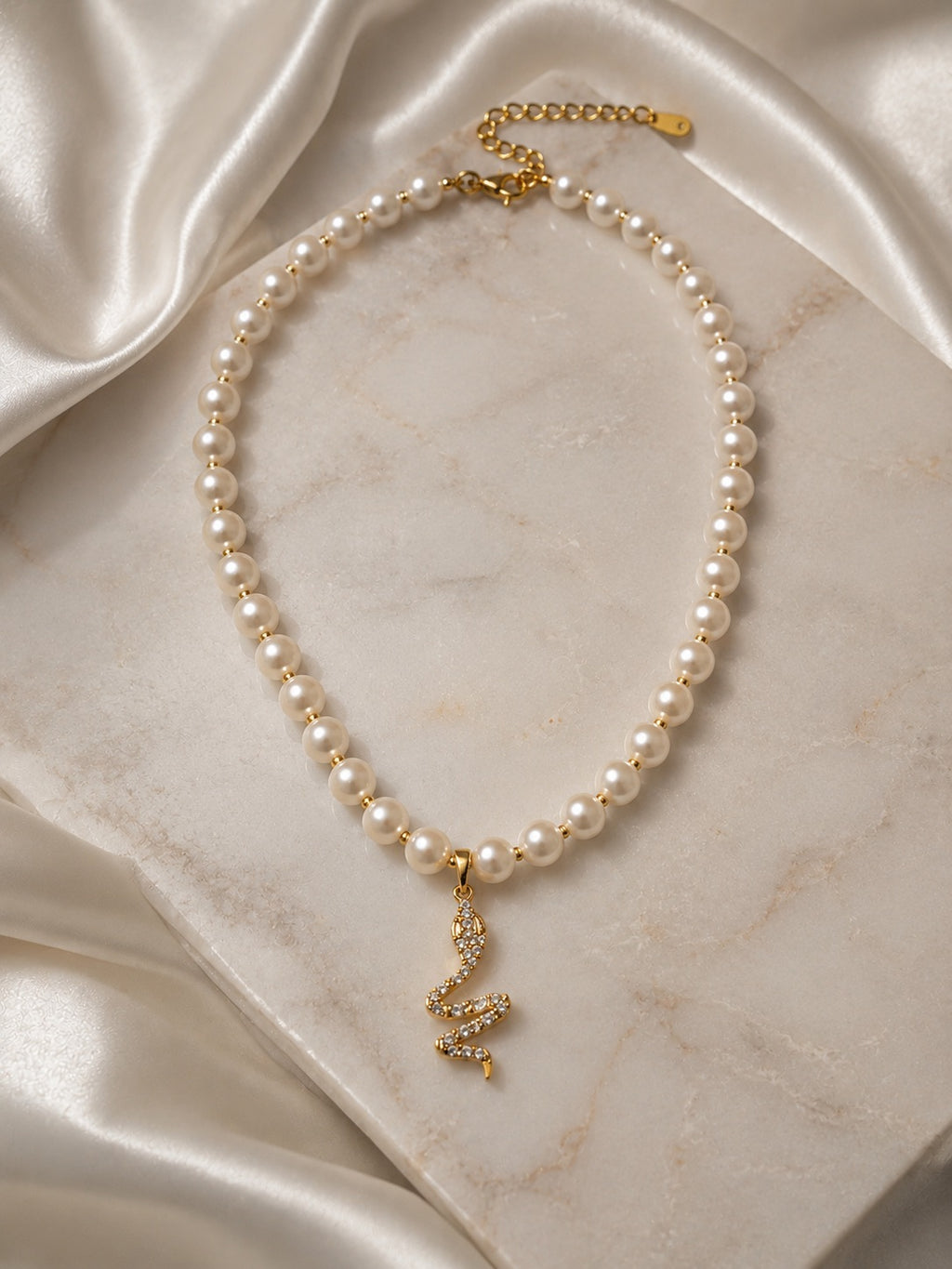 Lilith Serpent Pearl Necklace
