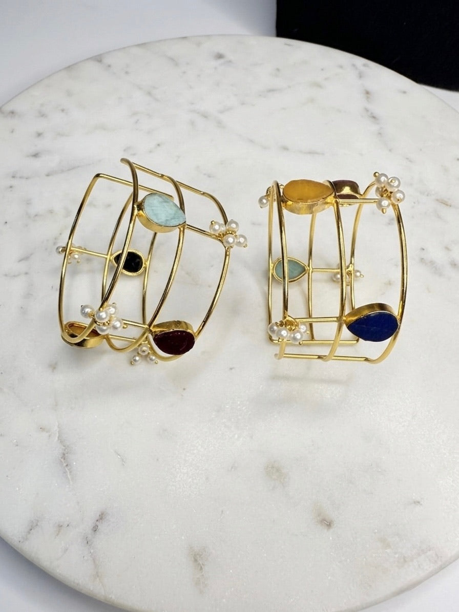 Multi-Stone Cage Cuff