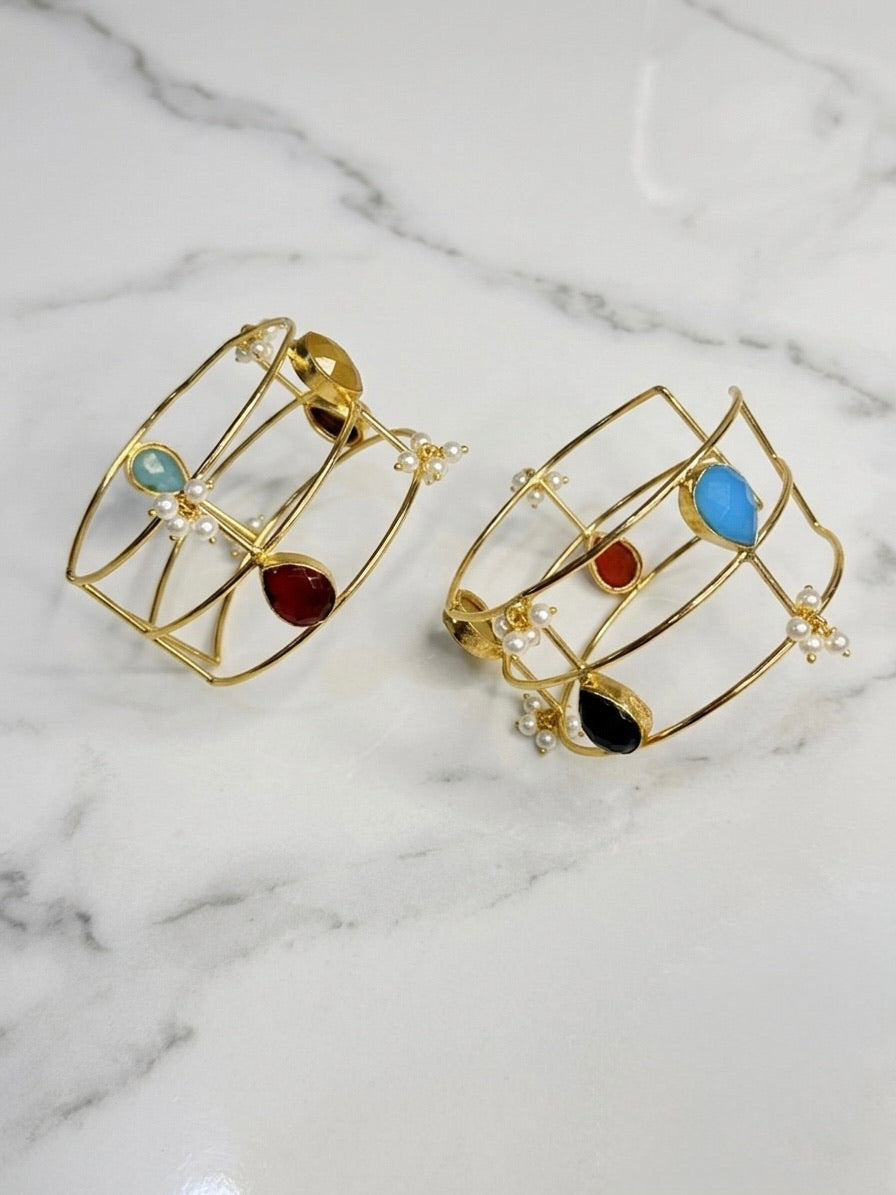 Multi-Stone Cage Cuff