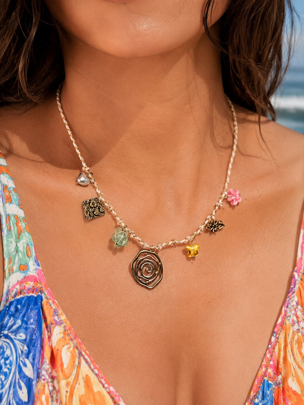 Swirl Eclectic Charm Necklace